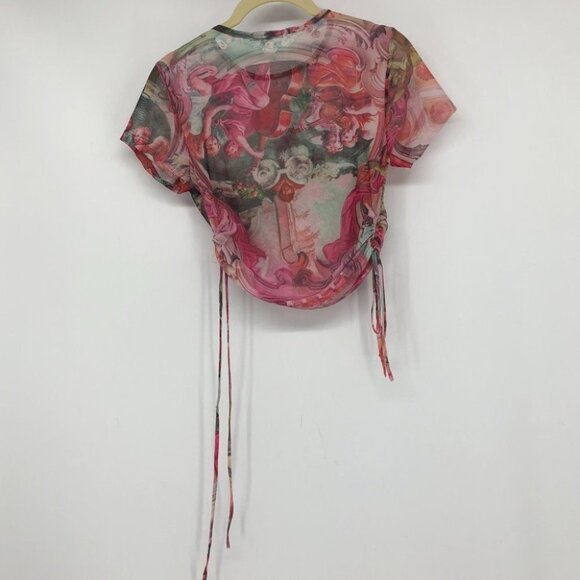 Fashion Nova Serenade me pink sheer crop top drawstring sides Small angels - Picture 4 of 16